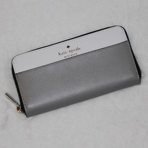 NWT Kate Spade Staci Block Large Continental Wallet in Nimbus Grey